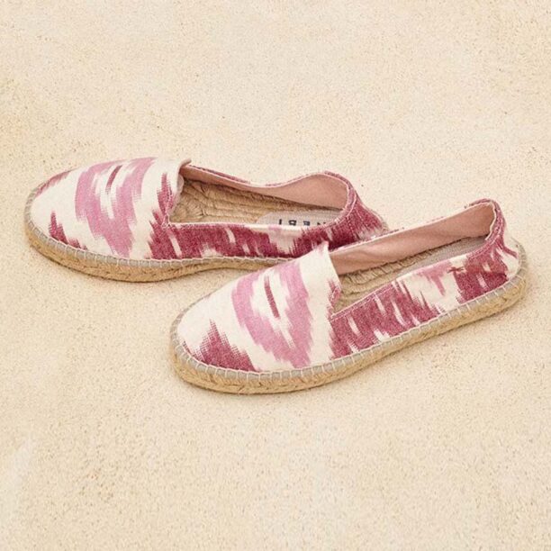 Manebi espadrile Tulum Flat Espadrilles culoarea roz