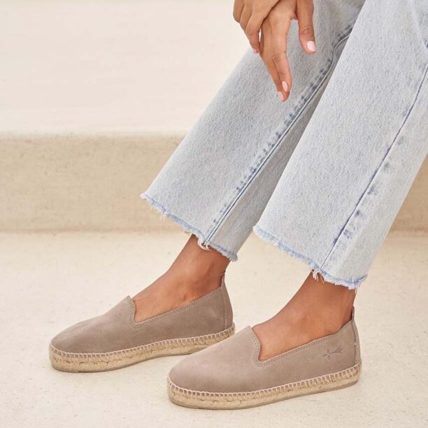 Manebi espadrile din piele întoarsă Flat Espadrilles culoarea maro W 1.9 N0 preţ