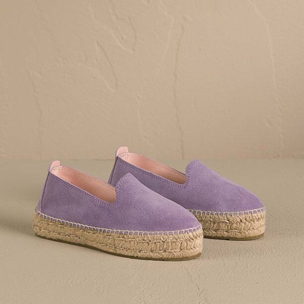 Manebi espadrile din piele intoarsa Hamptons Double Sole Espadrilles culoarea violet