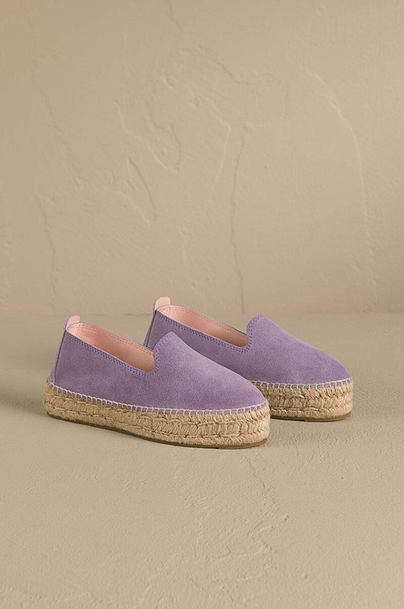 Manebi espadrile din piele intoarsa Hamptons Double Sole Espadrilles culoarea violet