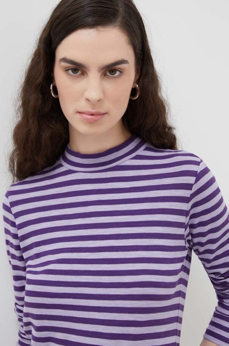 Marc O'Polo longsleeve din bumbac culoarea violet