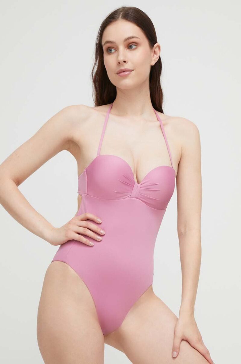 Max Mara Beachwear costum de baie dintr-o bucată culoarea roz