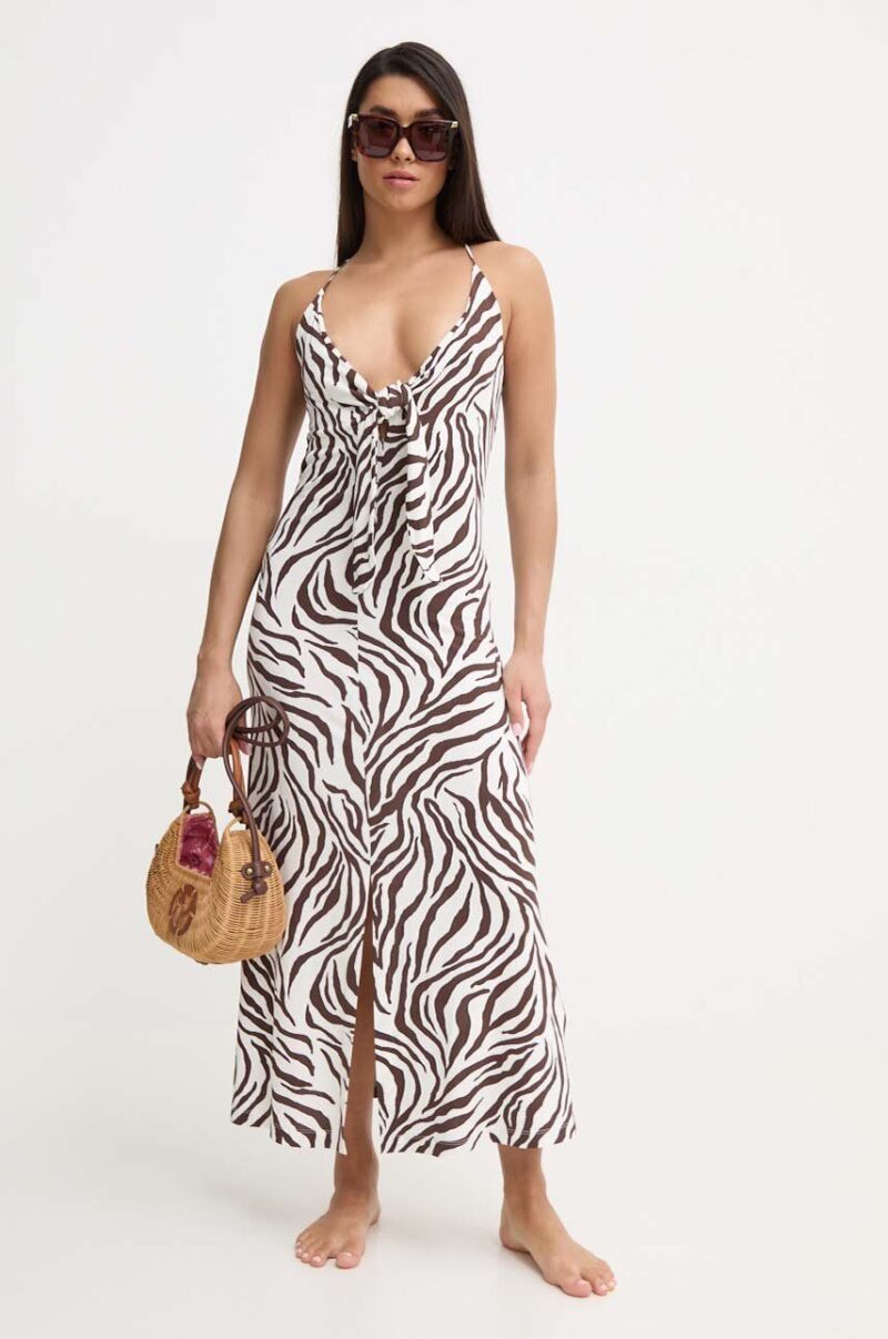 Max Mara Beachwear rochie de plajă culoarea maro