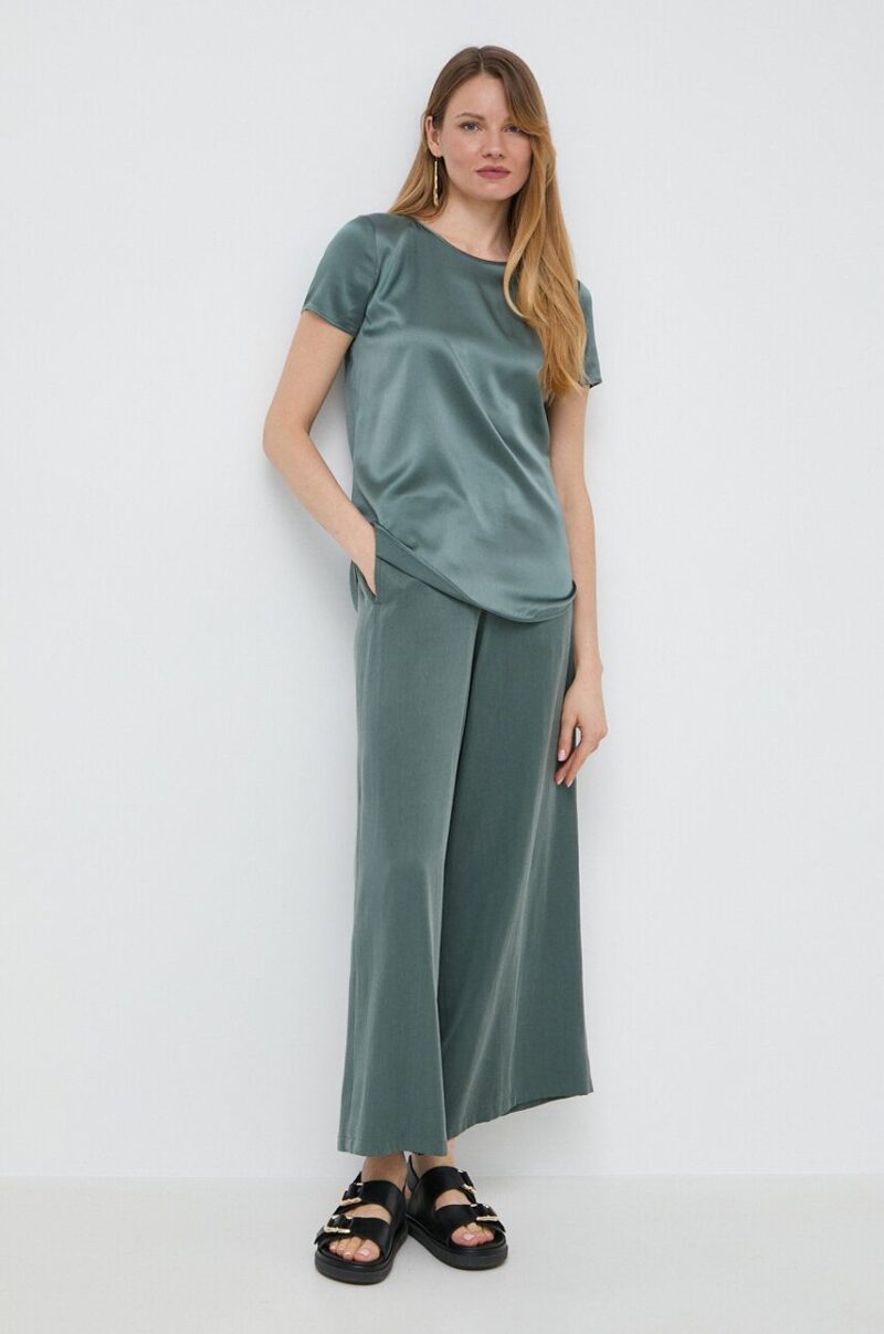 Max Mara Leisure bluza de matase culoarea verde