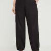 Max Mara Leisure pantaloni de bumbac culoarea negru