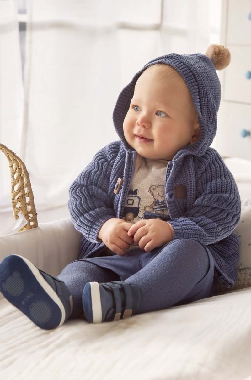 Mayoral Newborn cardigan bebe culoarea albastru marin