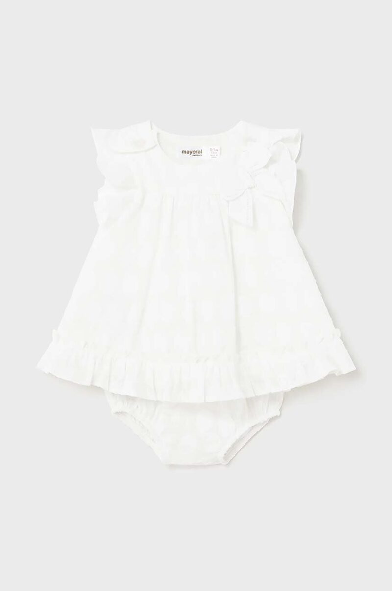 Mayoral Newborn rochie bebe culoarea alb