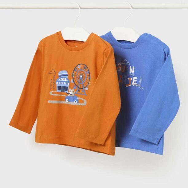 Mayoral longsleeve din bumbac pentru bebeluși 2-pack cu imprimeu