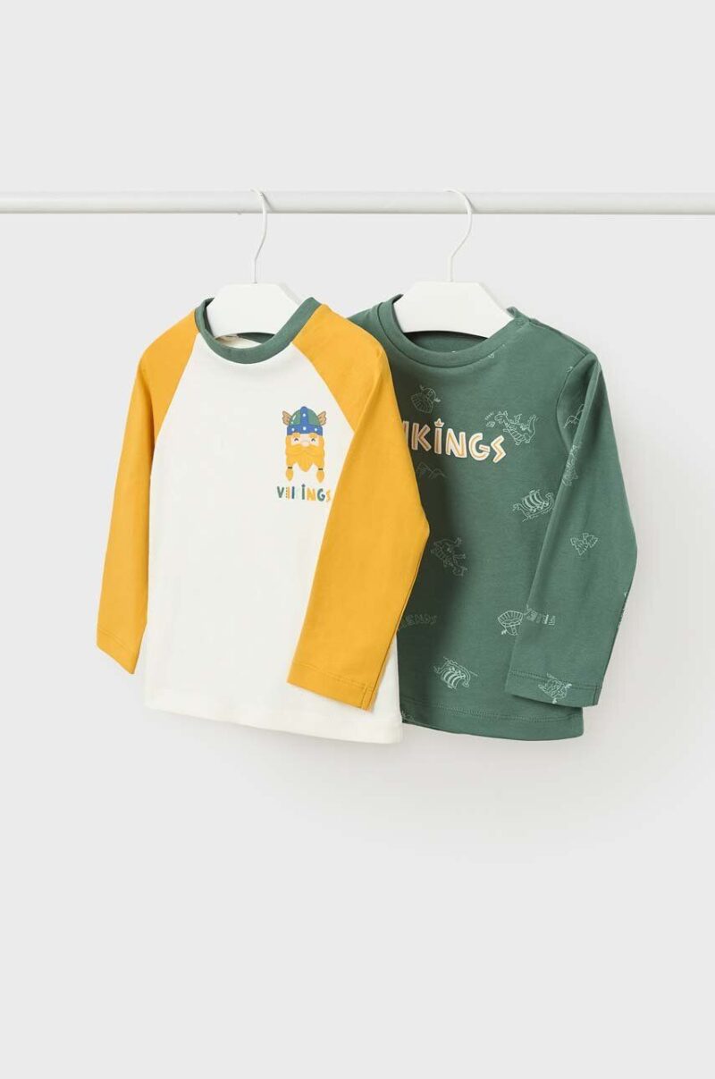 Mayoral longsleeve din bumbac pentru bebeluși culoarea verde