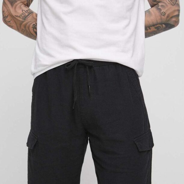 Medicine pantaloni scurti din in culoarea negru