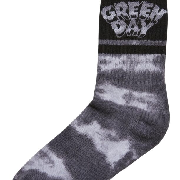 Merchcode Șosete 'Green Day Tie Die'  gri / negru / alb