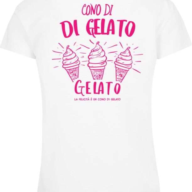 Merchcode Tricou 'Cono Di Gelato'  roz / alb