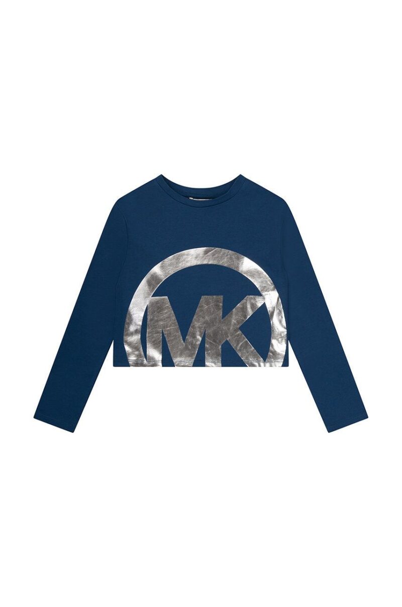 Michael Kors longsleeve din bumbac pentru copii culoarea albastru marin