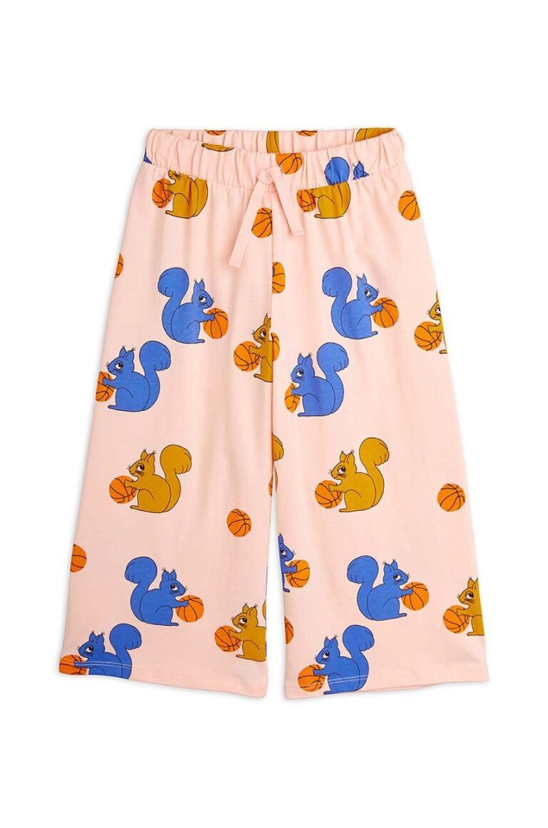 Mini Rodini pantaloni de bumbac pentru copii Squirrels culoarea roz