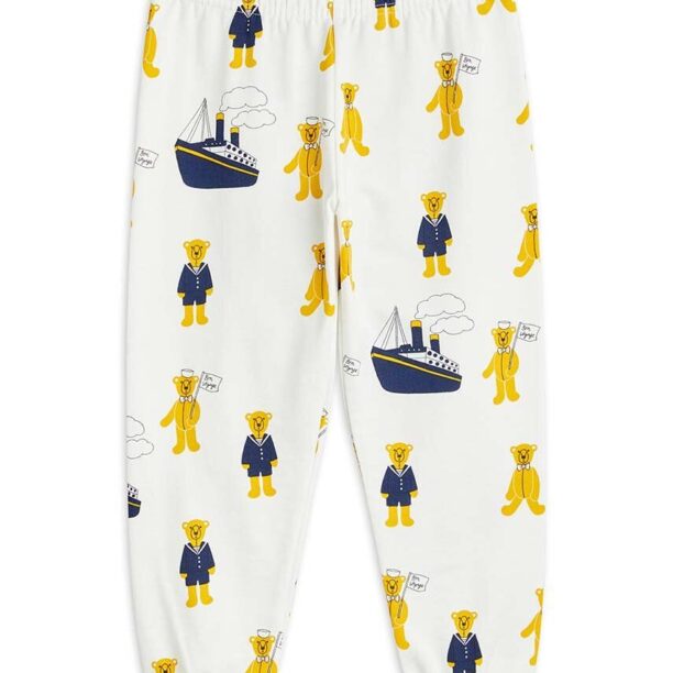 Mini Rodini pantaloni de trening din bumbac pentru copii culoarea alb