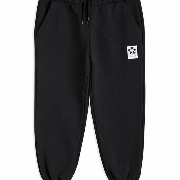 Mini Rodini pantaloni de trening din bumbac pentru copii culoarea negru