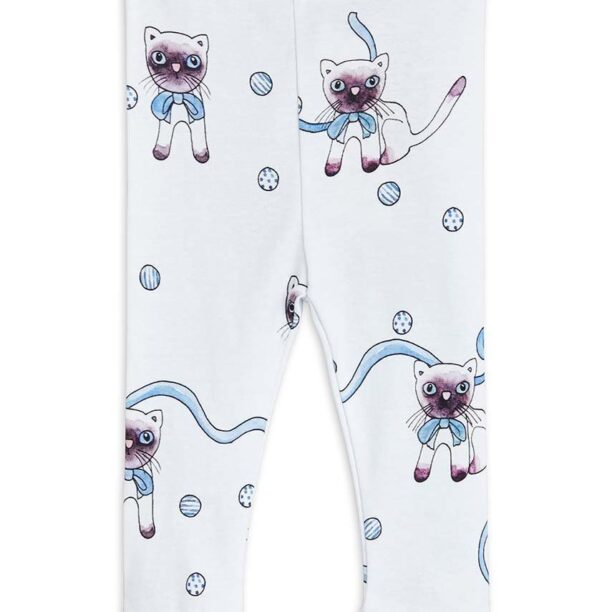 Mini Rodini pantaloni din bumbac pentru bebeluși culoarea alb