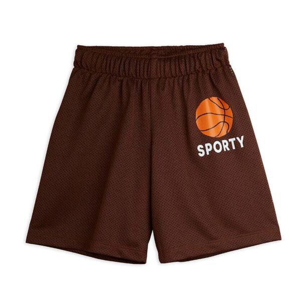 Mini Rodini pantaloni scurți copii Basket culoarea maro