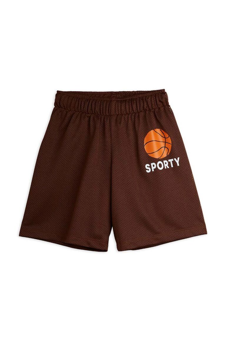 Mini Rodini pantaloni scurți copii Basket culoarea maro