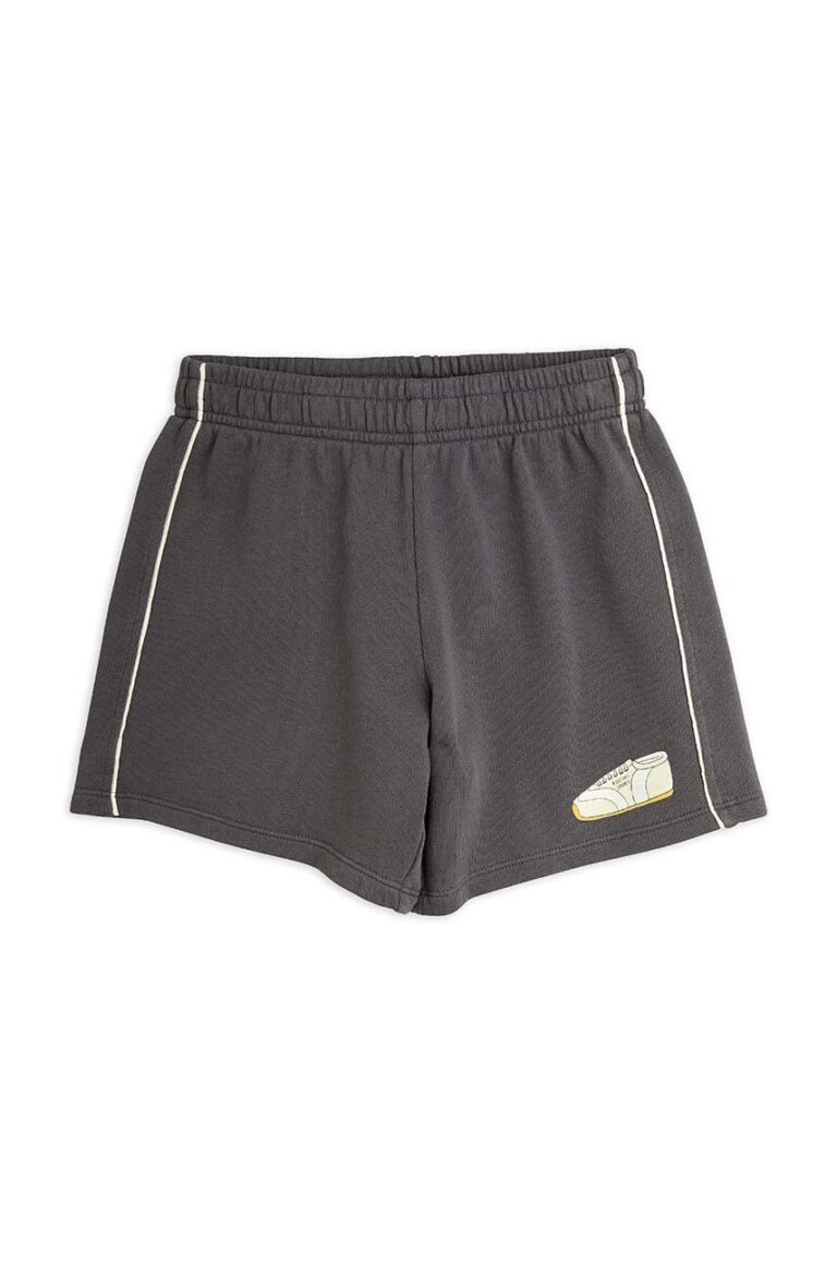 Mini Rodini pantaloni scurți din bumbac pentru copii Jogging culoarea gri