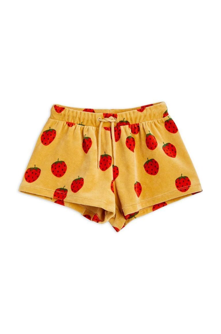 Mini Rodini pantaloni scurți din bumbac pentru copii culoarea galben