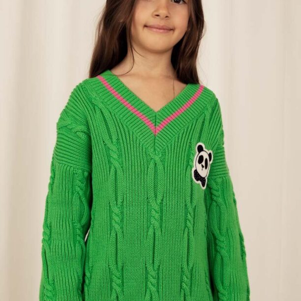 Mini Rodini pulover de bumbac pentru copii culoarea verde