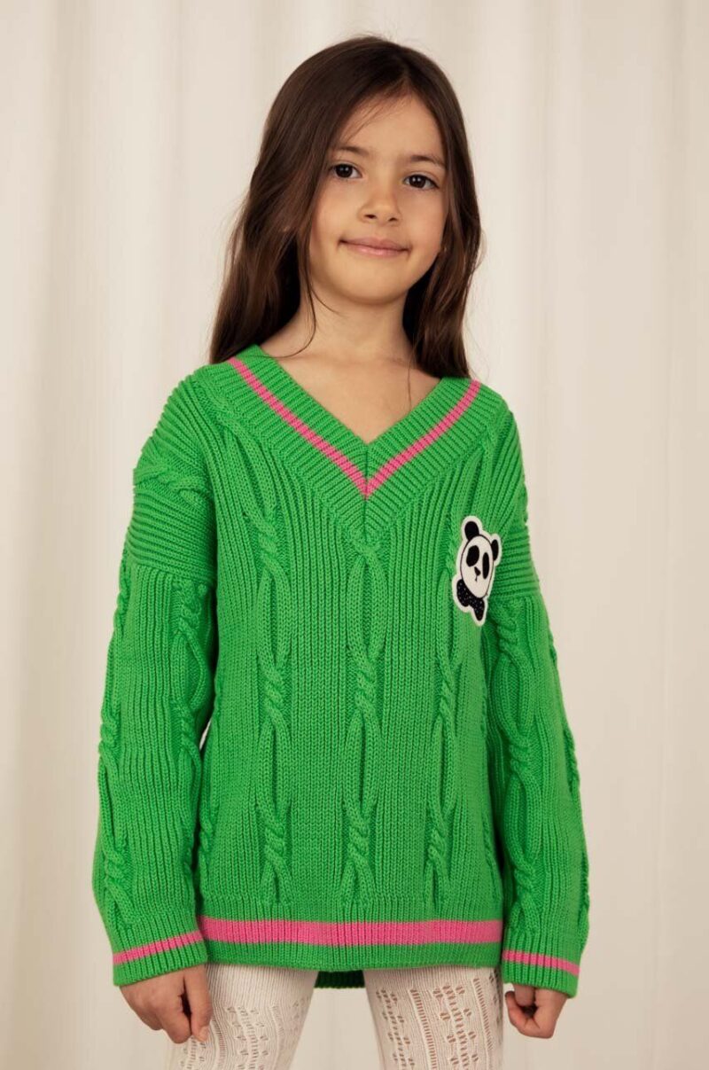 Mini Rodini pulover de bumbac pentru copii culoarea verde