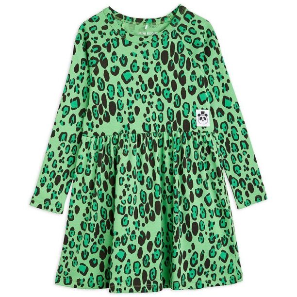 Mini Rodini rochie din bumbac pentru copii culoarea verde