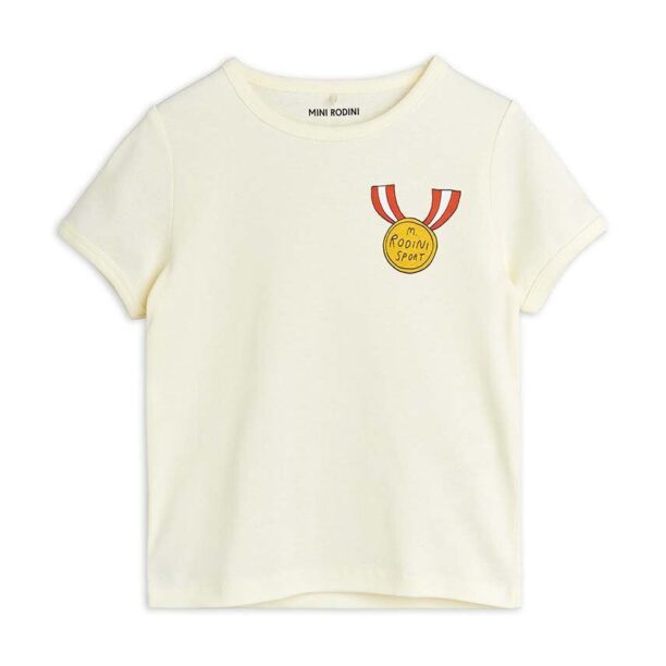 Mini Rodini tricou de bumbac pentru copii Medal culoarea alb