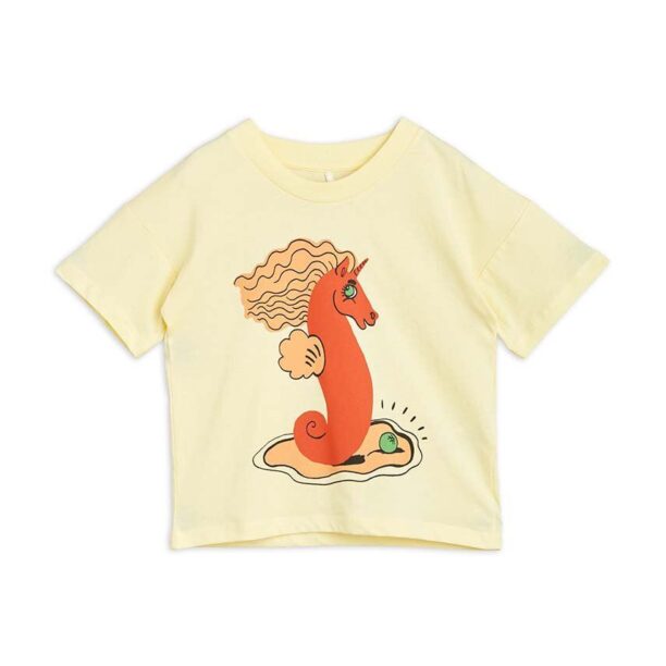 Mini Rodini tricou de bumbac pentru copii culoarea galben