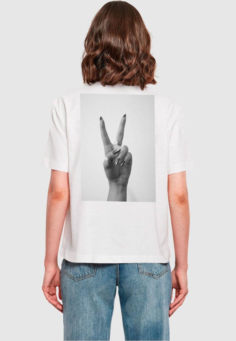 Preţ Miss Tee Tricou 'Peace Hand'  gri / gri închis / negru / alb