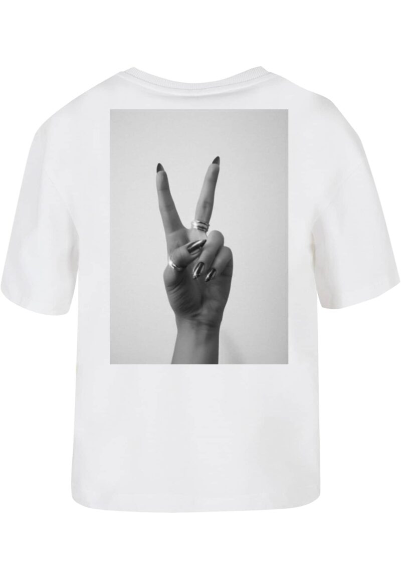 Miss Tee Tricou 'Peace Hand'  gri / gri închis / negru / alb