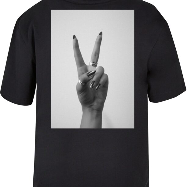 Miss Tee Tricou 'Peace Hand'  gri / negru / alb