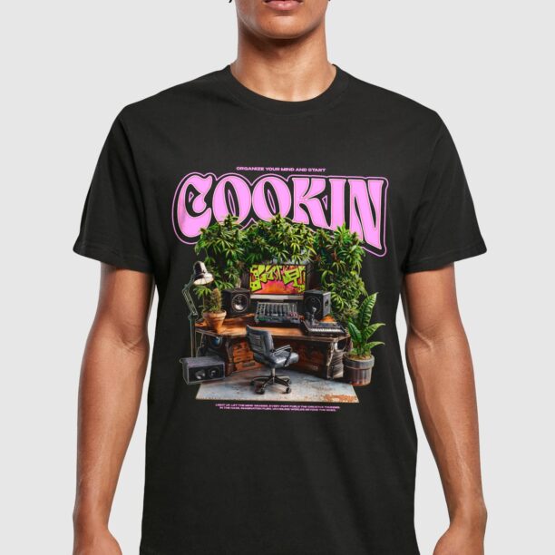 Mister Tee Tricou 'Cookin'  gri închis / verde / mov prună / negru preţ