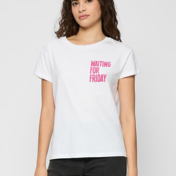 Mister Tee Tricou 'Waiting For Friday'  roz / alb preţ