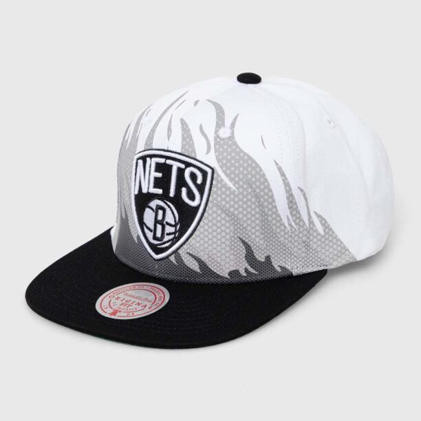 Mitchell&Ness șapcă de baseball din bumbac BROOKLYN NETS culoarea alb