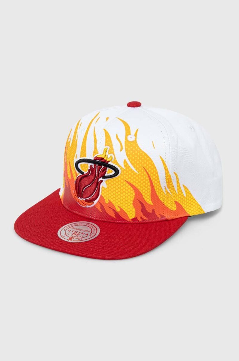 Mitchell&Ness șapcă de baseball din bumbac MIAMI HEAT culoarea alb