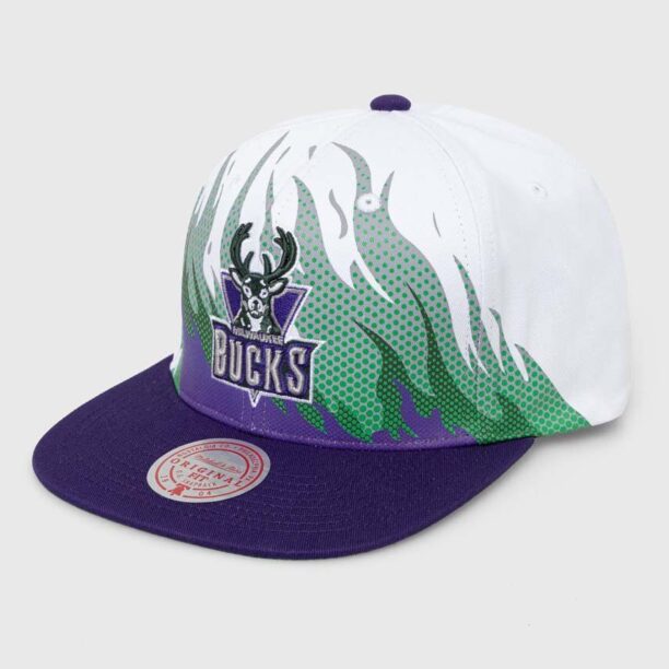 Mitchell&Ness șapcă de baseball din bumbac MILWAUKEE BUCKS culoarea alb