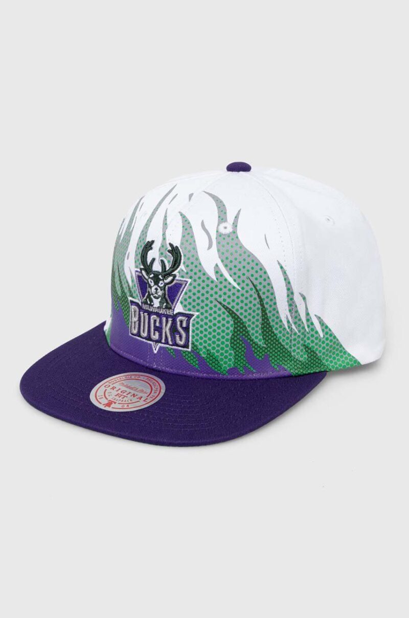 Mitchell&Ness șapcă de baseball din bumbac MILWAUKEE BUCKS culoarea alb