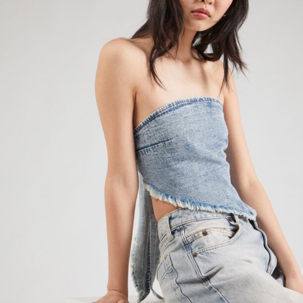 Monki Top  albastru denim