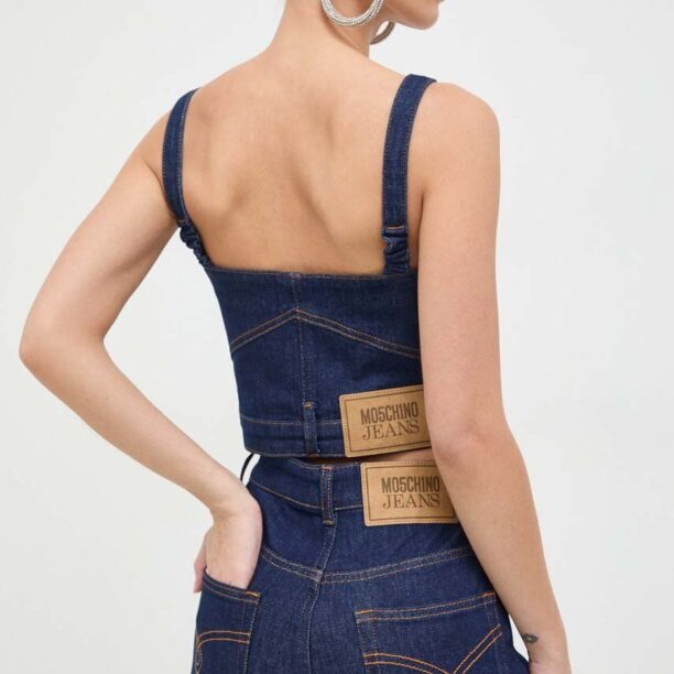 Moschino Jeans top din denim preţ