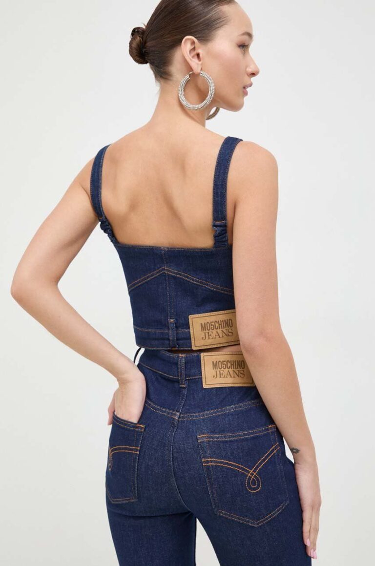 Moschino Jeans top din denim preţ