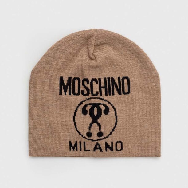 Moschino caciula de lana culoarea bej