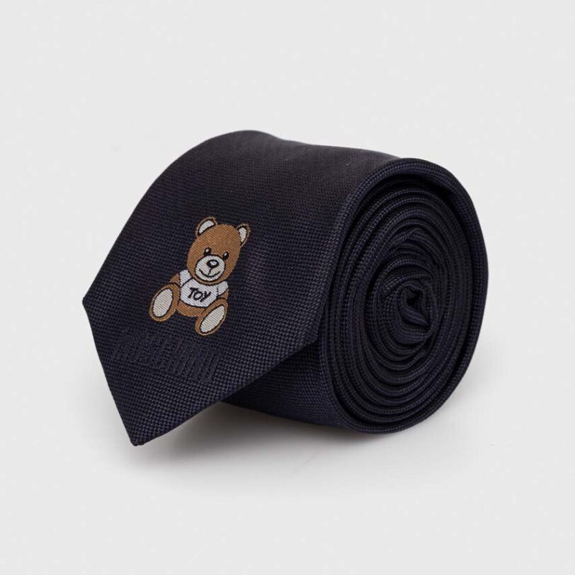 Moschino cravata de matase culoarea albastru marin
