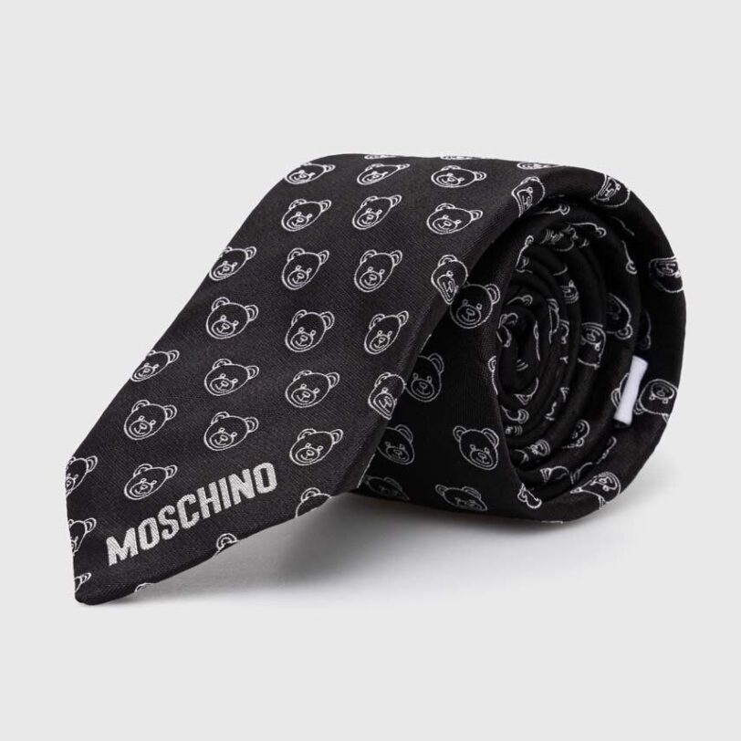 Moschino cravata de matase culoarea albastru marin