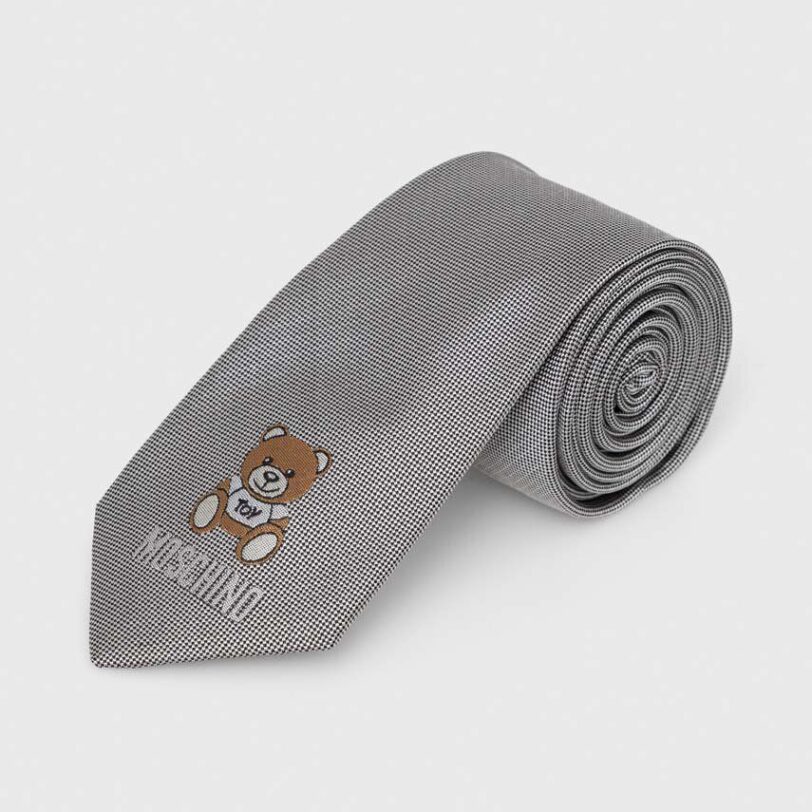 Moschino cravata de matase culoarea gri