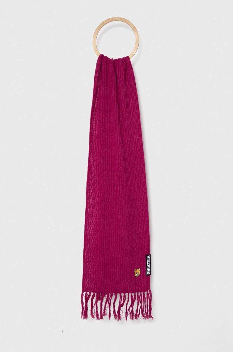 Moschino esarfa de lana culoarea violet