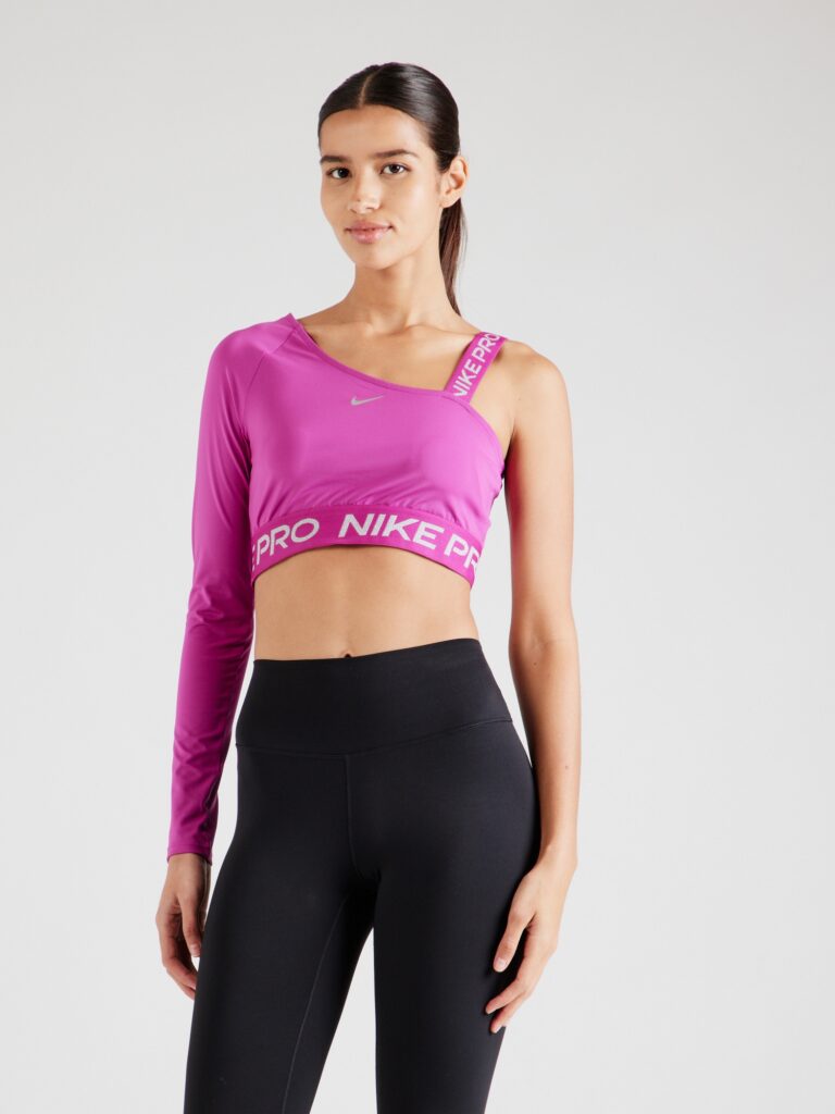 NIKE Tricou funcțional 'Pro Shine'  fucsia / alb murdar