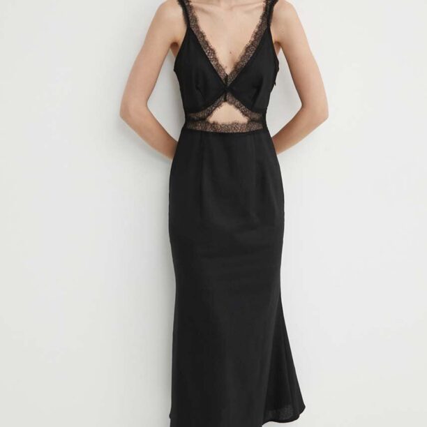 Never Fully Dressed rochie din amestec de in culoarea negru