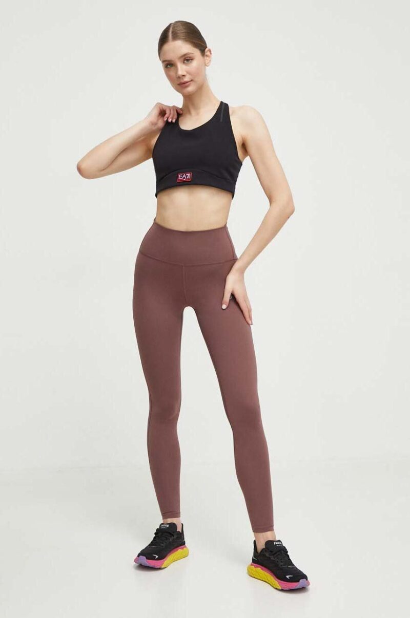 New Balance leggins de antrenament Sleek culoarea maro